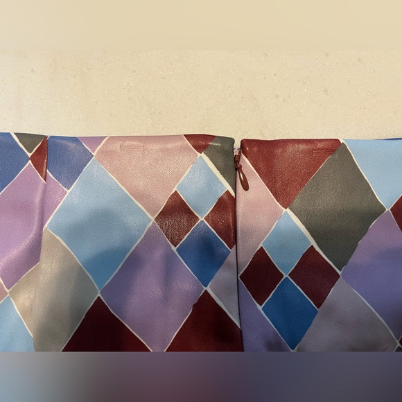 Eloquii Multicolor Diamond Pattern A-Line faux leather Skirt - Picture 3 of 8